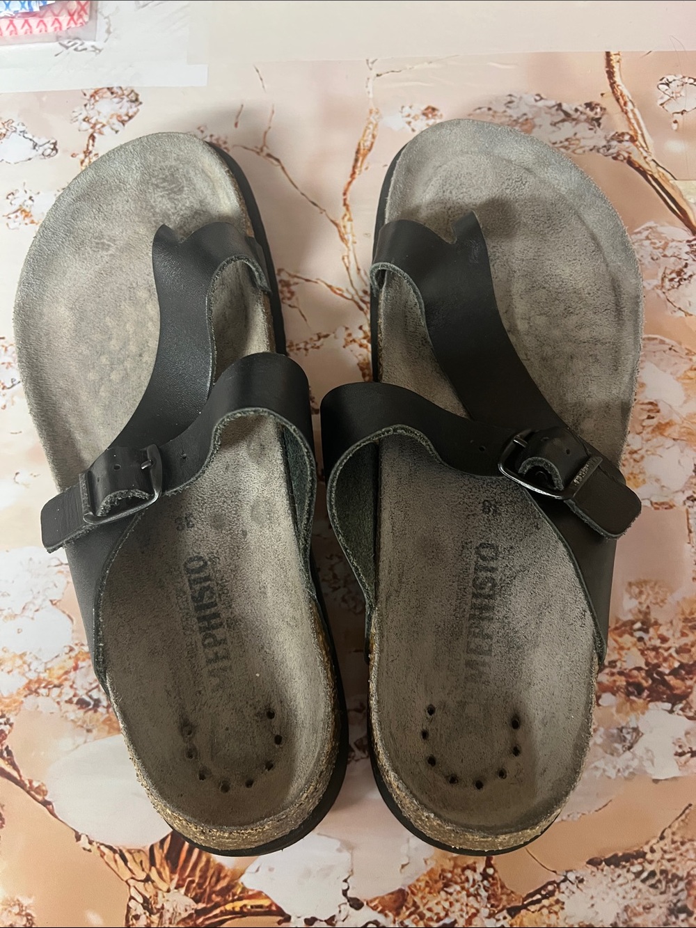 Mephisto Black Two-Strap Comfort Sandals